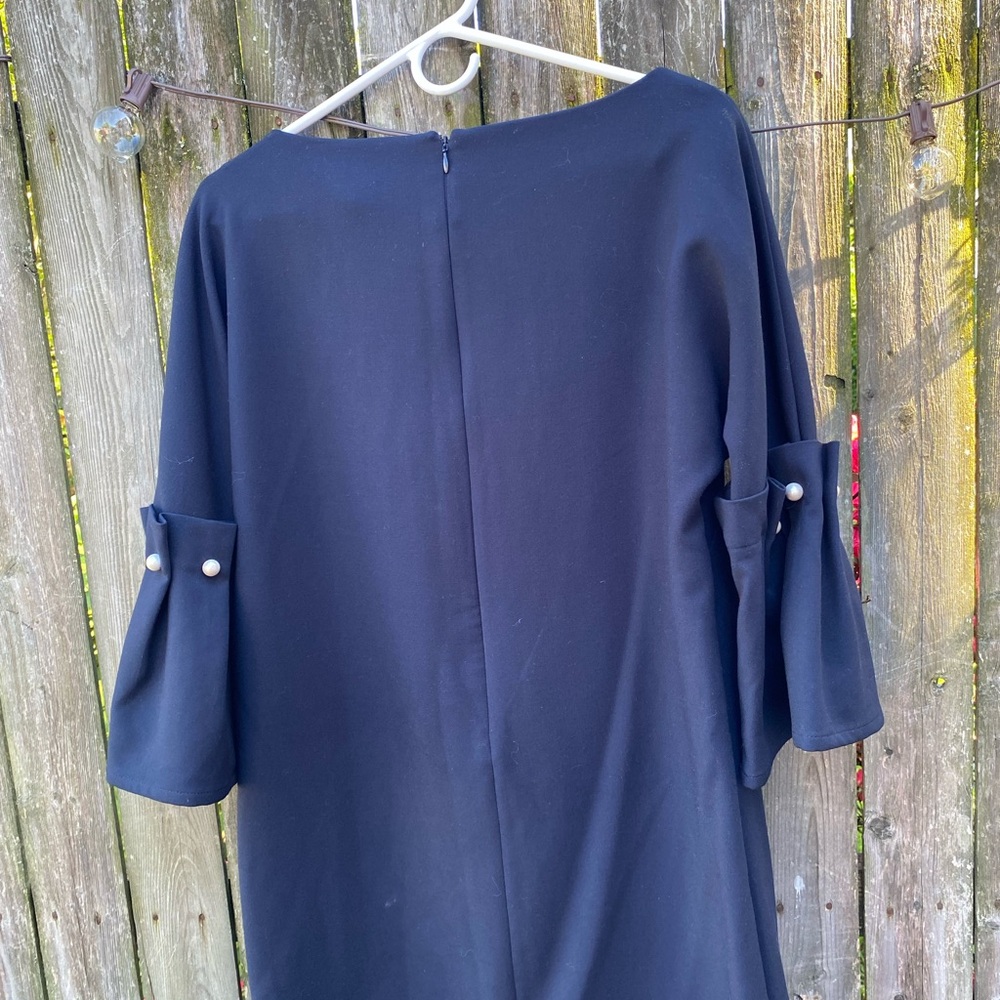Banana Republic Bell-Sleeve Shift Dress With Pearl Accents - size 6 - Navy Blue - Picture 7 of 9